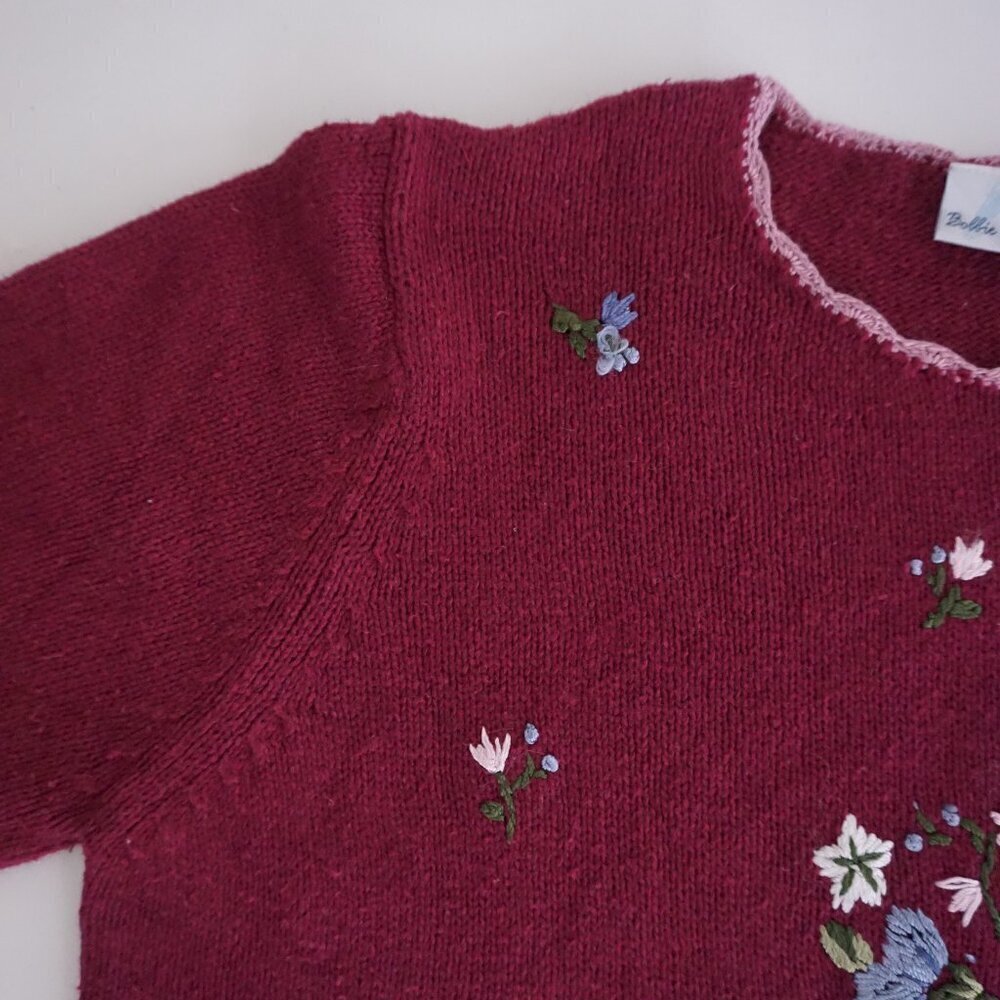 Vintage 90s Bobbie Brooks Floral Embroidered Sweater Cottagecore Grandmacore 16 - Picture 6 of 11